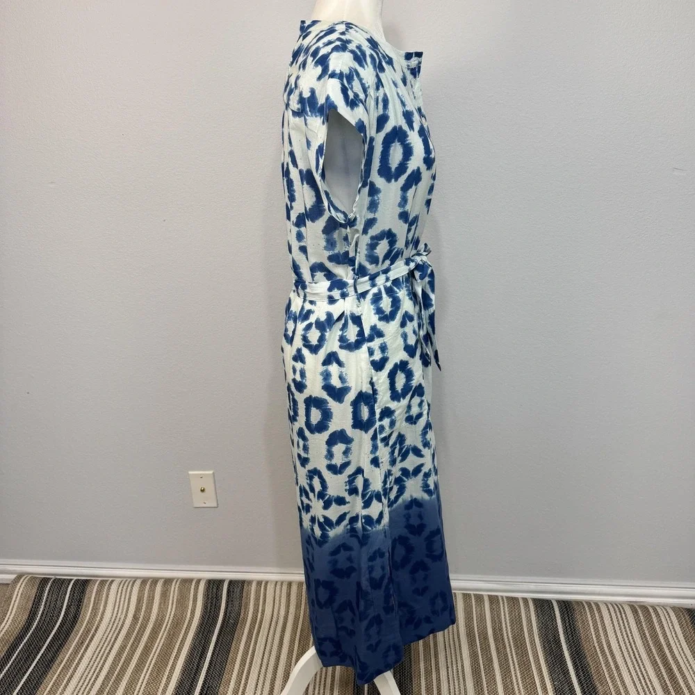 Anthropologie Othilia Abtract Maxi Dress Women's Small Blue Belted Bohemian - Picture 5 of 16